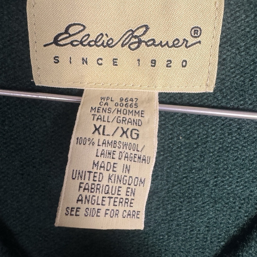 Vintage Eddie Bauer Sweater Mens XLT British Lambswool Pullover Jumper V Neck - Picture 5 of 7